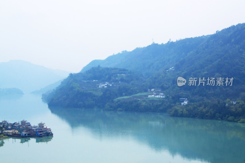 河流湖泊堤坝风景背景自然户外