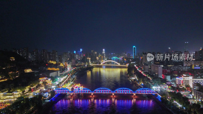 甘肃兰州中山桥夜景