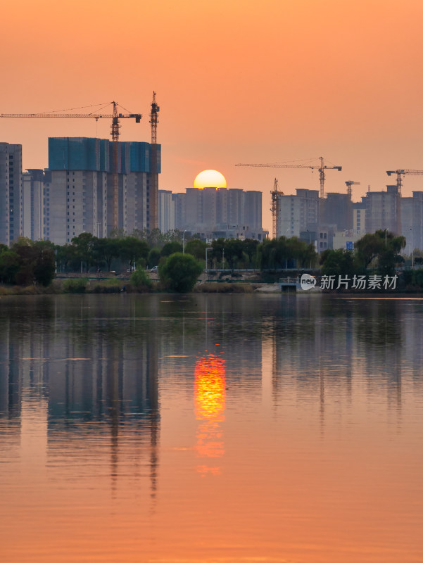 武汉东西湖区径河落日