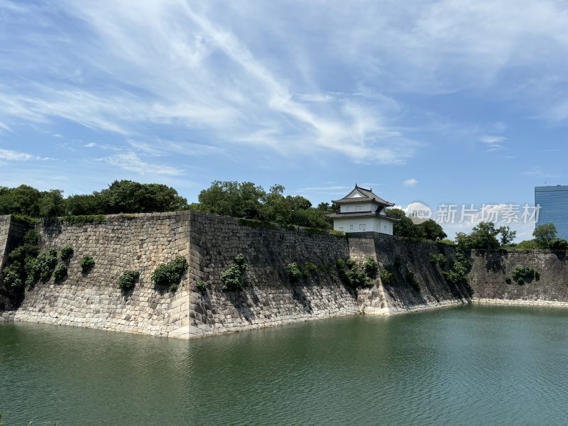 水边的古城墙建筑风景