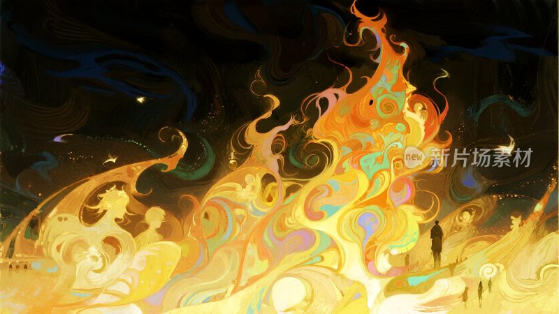抽象火焰光影艺术画面