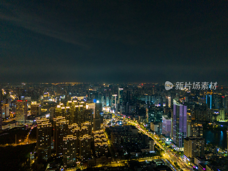 武汉夜景灯光航拍图