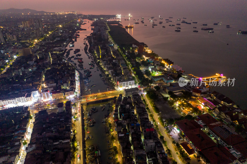 广西北海老城夜景灯光航拍摄影图