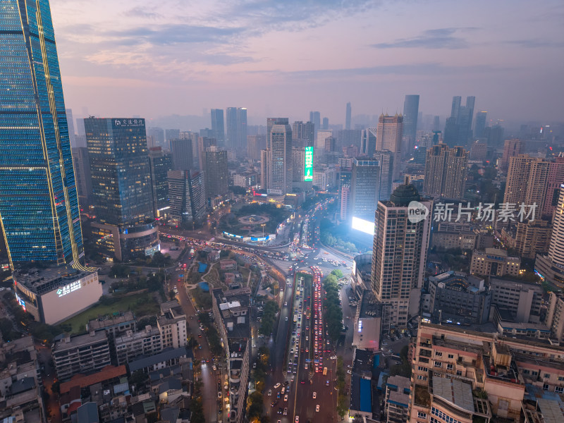 湖南长沙芙蓉广场夜景航拍