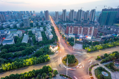 航拍衡阳城市夜景