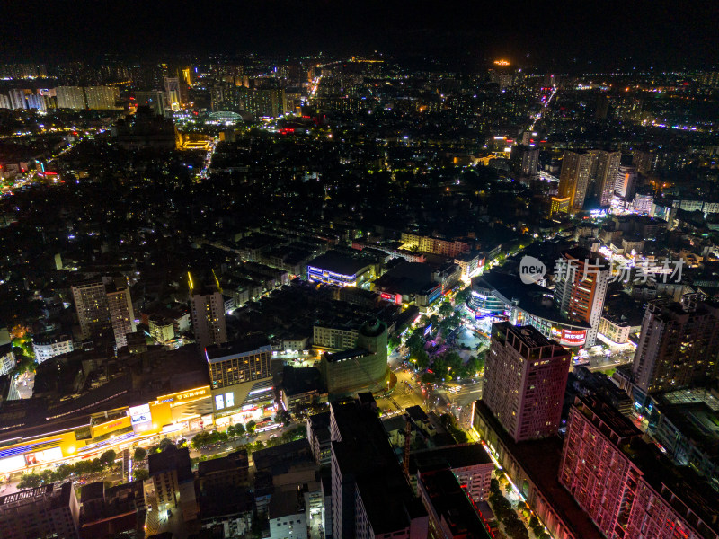 玉林城市夜景万家灯火航拍图