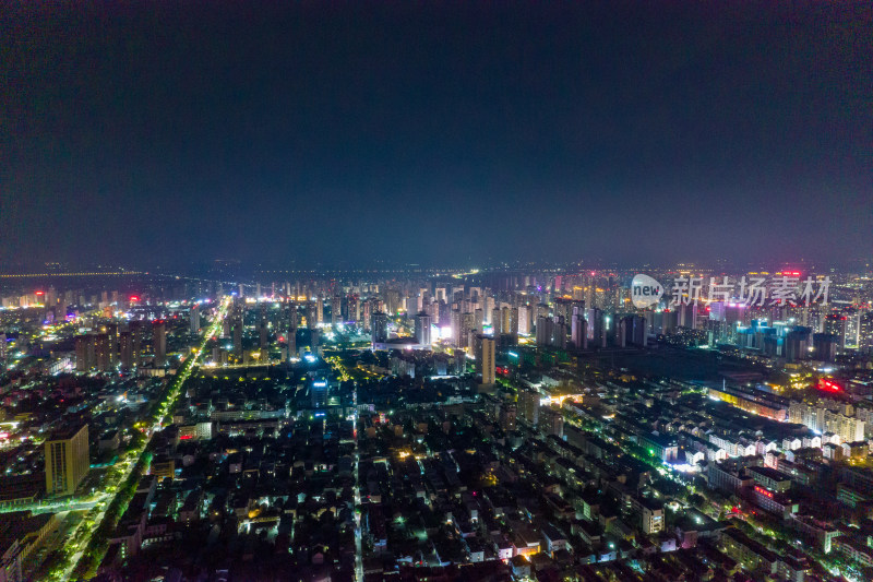 安徽宿州城市夜景交通航拍图