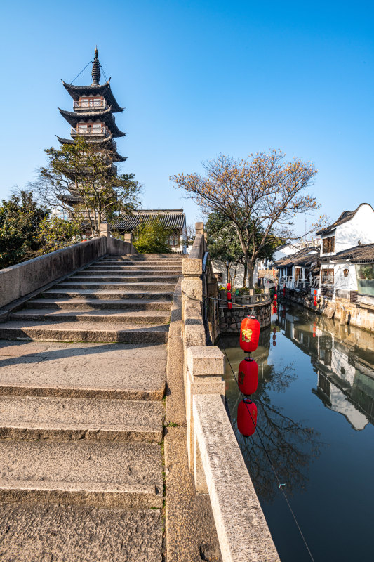 上海嘉定州桥老街法华塔景点景观