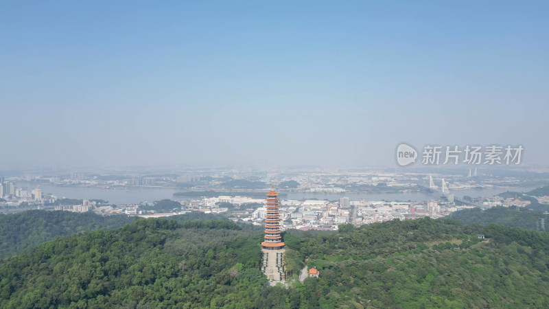 航拍广东江门白水带公园龙光塔