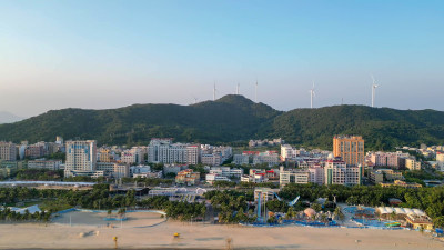 航拍广东阳江海陵岛大角湾海滨浴场