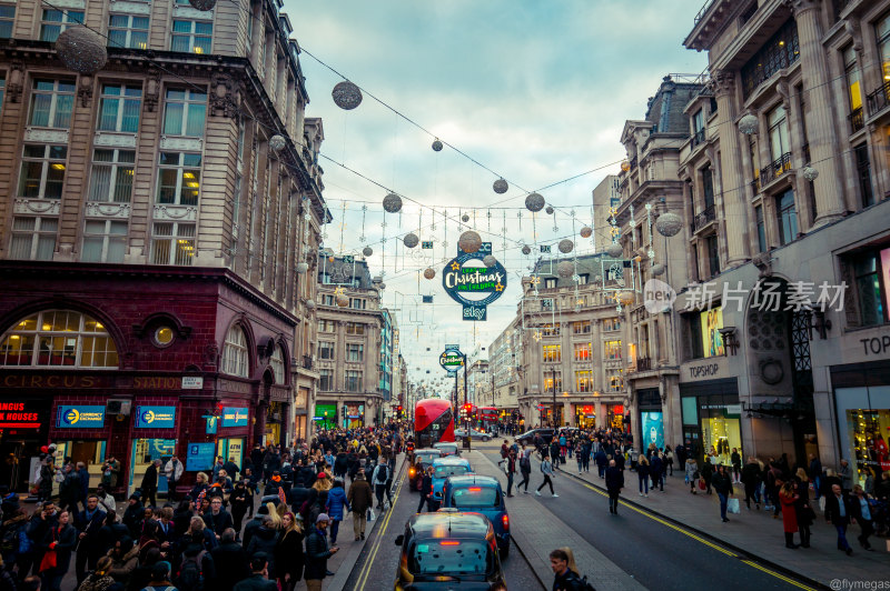 伦敦 街景 人群 圣诞节