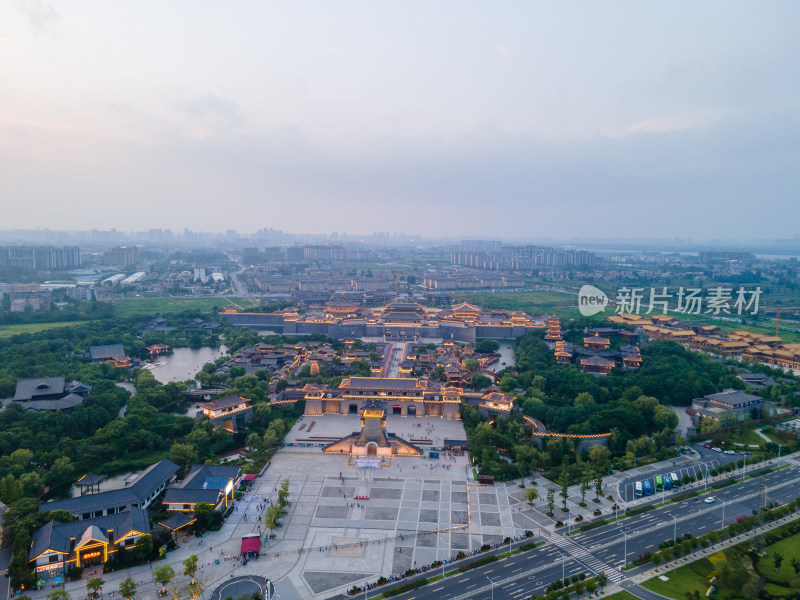 航拍湖北襄阳盛世唐城景区襄阳影视基地