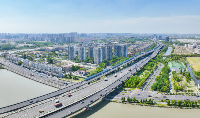 航拍昆山城市风光建筑大景