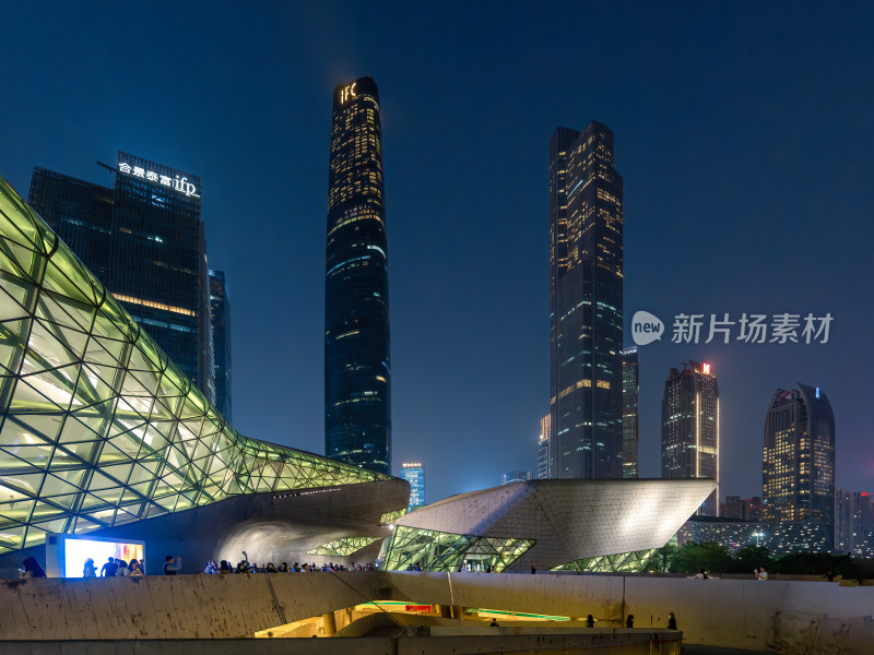 广东广州大剧院夜景城市建筑摩天大楼景观