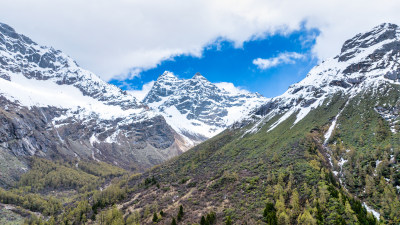 四川阿坝四姑娘山双桥沟景区雪山特写