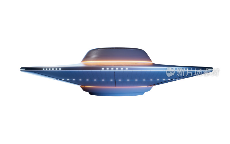 UFO与白色背景3D渲染