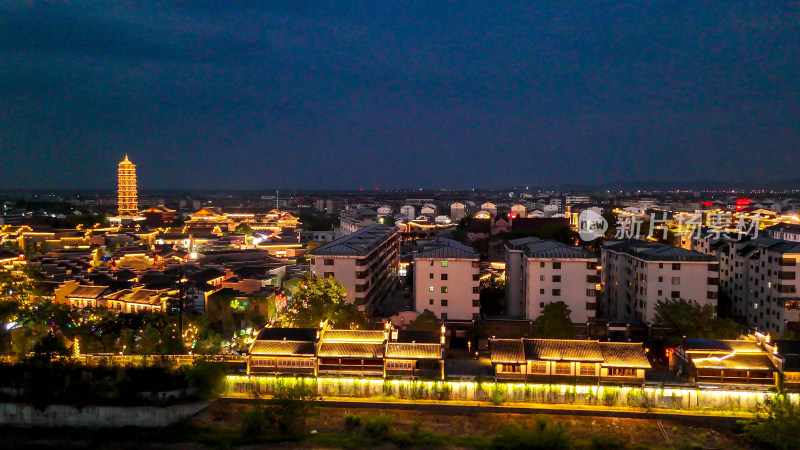 江西抚州文昌里历史文化街区夜景航拍图