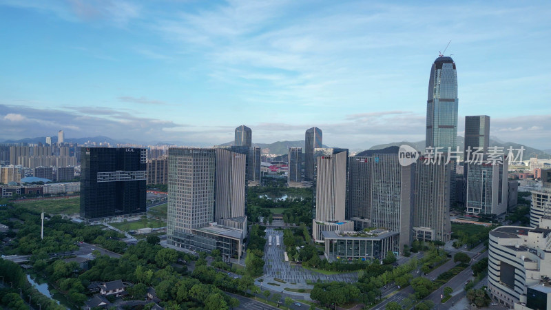 航拍台州城市风光地标建筑