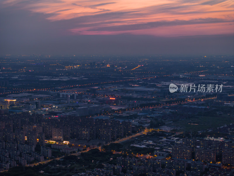 航拍上海城市夜景风光