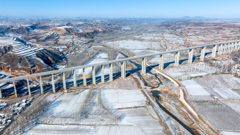 梯田村庄大地雪后航拍全景自然风景地形地理