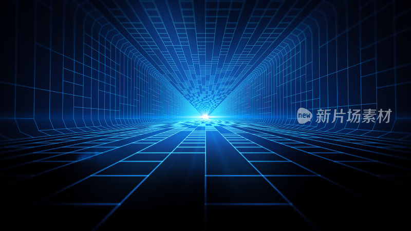 科技感蓝色线条立体空间隧道