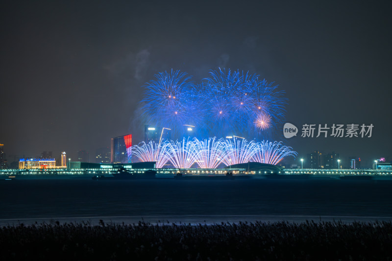 新年夜空中绽放的烟火