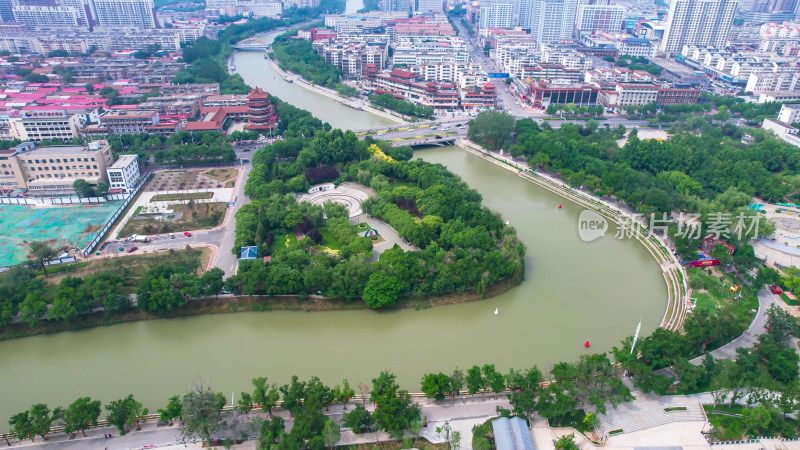 河北沧州城市风光地标建筑航拍