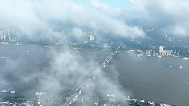 武汉航拍城市建筑风光鸟瞰长江两岸市区风景