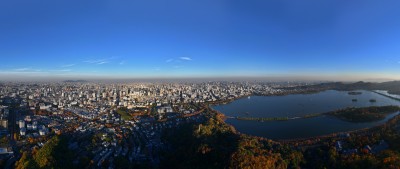 杭州西湖区城市风光航拍