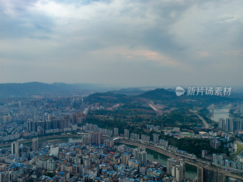 达州通川区城市建设航拍图