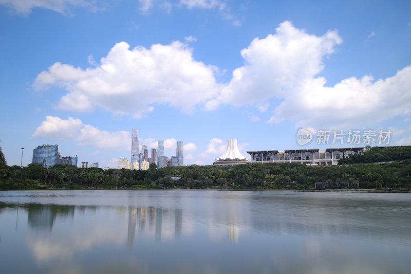 广西南宁国际会展中心城市风光建筑蓝天白云