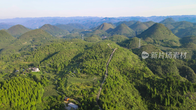 贵州山川高山石头山航拍图