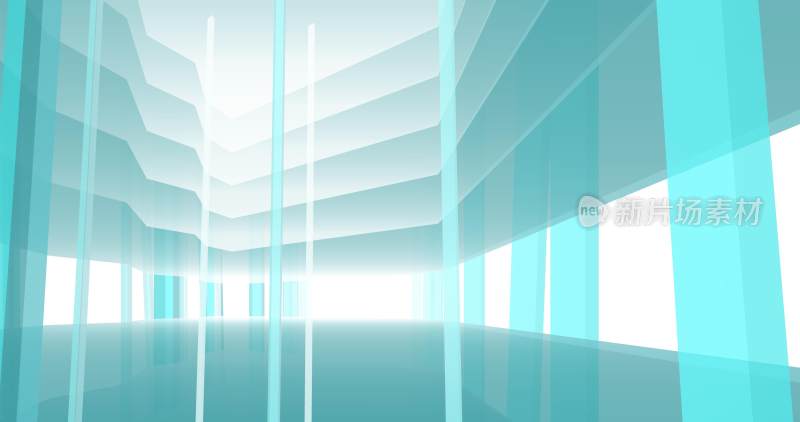 蓝白色未来感室内空间