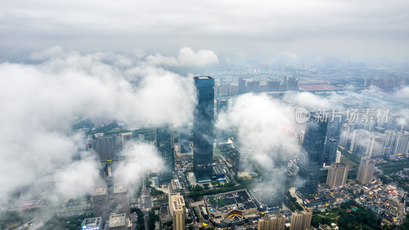 西安高新区雾景航拍