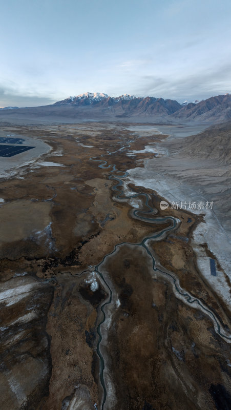 新疆喀什塔县帕米尔高原塔合曼湿地河道航拍