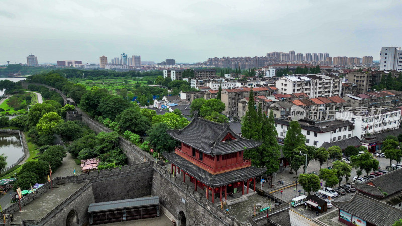 湖北荆州古城4A景区航拍