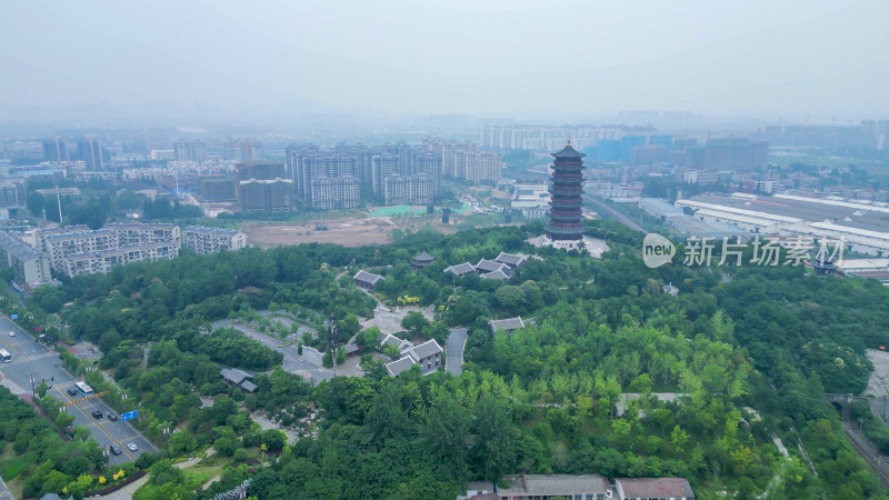 航拍湖北襄阳岘首山文化旅游景区