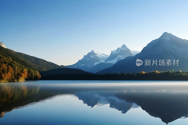 自然背景湖泊山峰天空