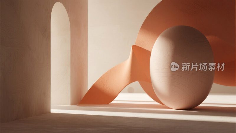 室内几何物体与弧形装饰场景