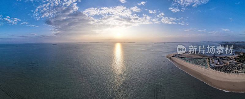 大海海上日出日落晚霞航拍图