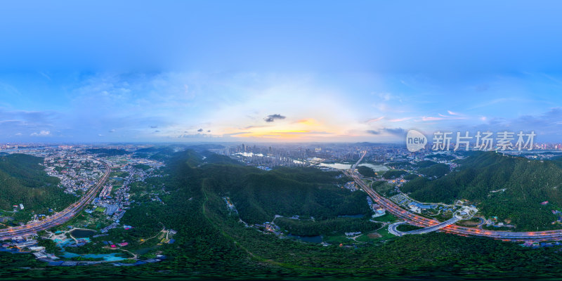 全景视角下的长沙城市景观与河流风光