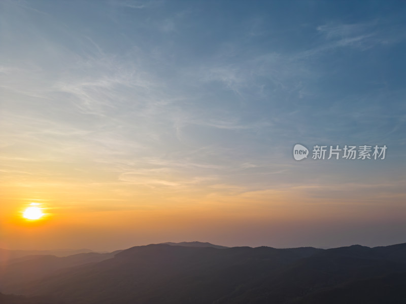 航拍山脉夕阳晚霞自然风光