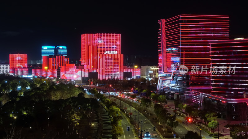 上海临港自贸区滴水湖夜景