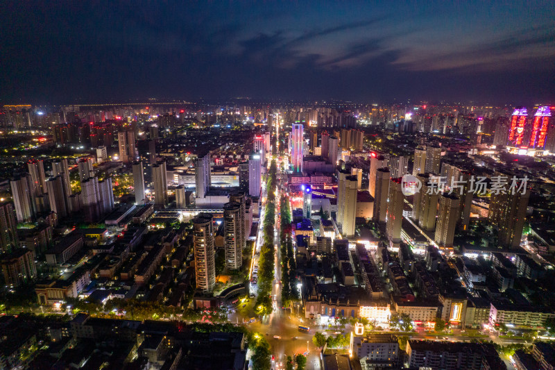 安徽宿州城市夜景交通城市大景航拍