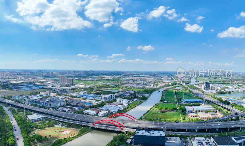 航拍昆山城市乡村建筑风光大景