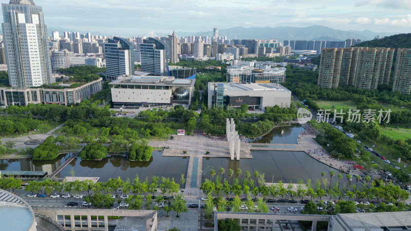 航拍台州市文化馆图书馆博物馆