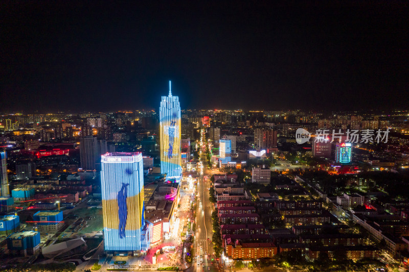 河北保定万博广场夜景航拍摄影图