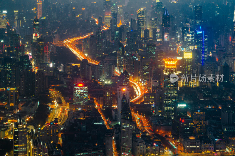 上海中国浦西城市夜景