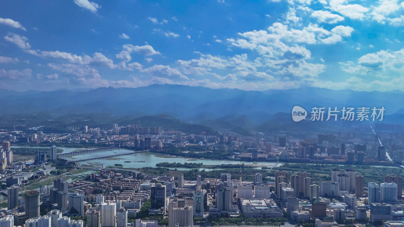 陕西宝鸡城市大景全景航拍图