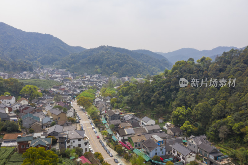 杭州西湖龙井产地梅家坞茶园航拍